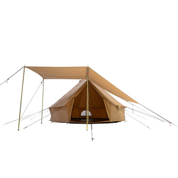 Regatta bell tent awning opened up in front of regatta bell tent